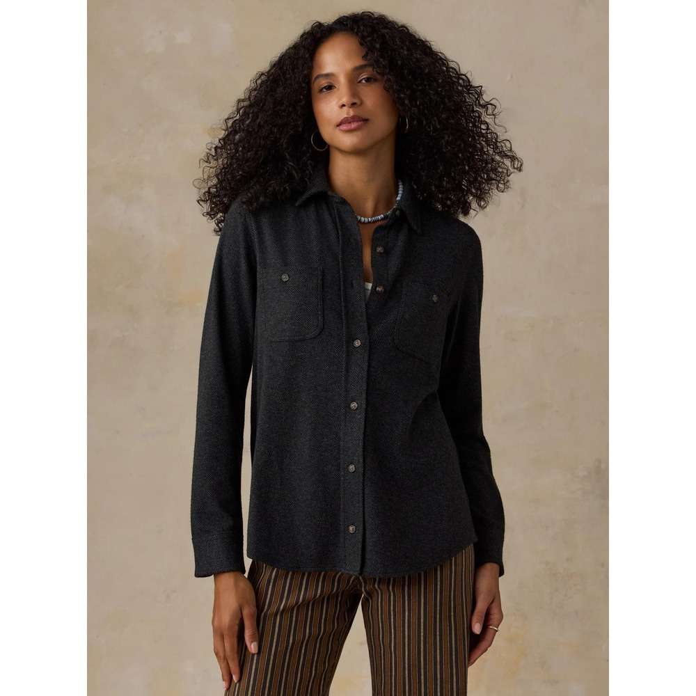 Faherty Legend Sweater Shirt in Heathered Black Twill